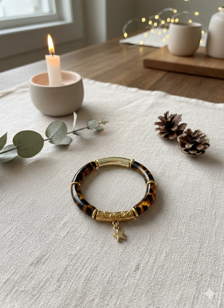 Bracelet femme Léopard Étoile petit modèle Alkemia fait main à Lyon