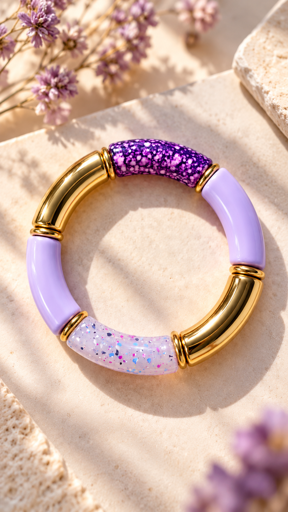 Bracelet Purple Day · Mauve grand modèle, bijou fantaisie Alkemia fait main à Lyon