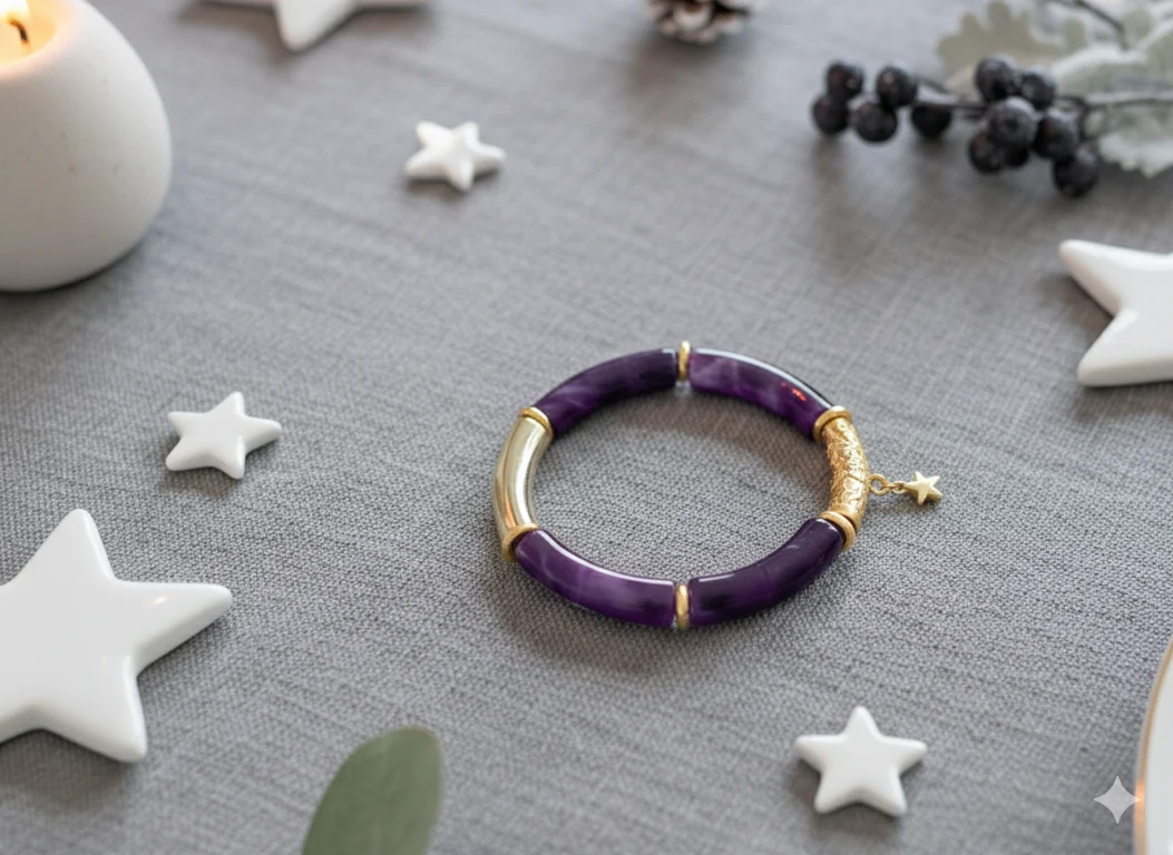 Bracelet femme Violet Étoile petit modèle Alkemia fait main à Lyon