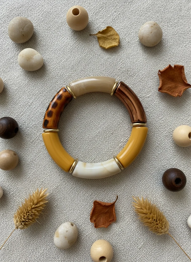 Bracelet femme Butternut Alkemia en perles acryliques avec détails dorés