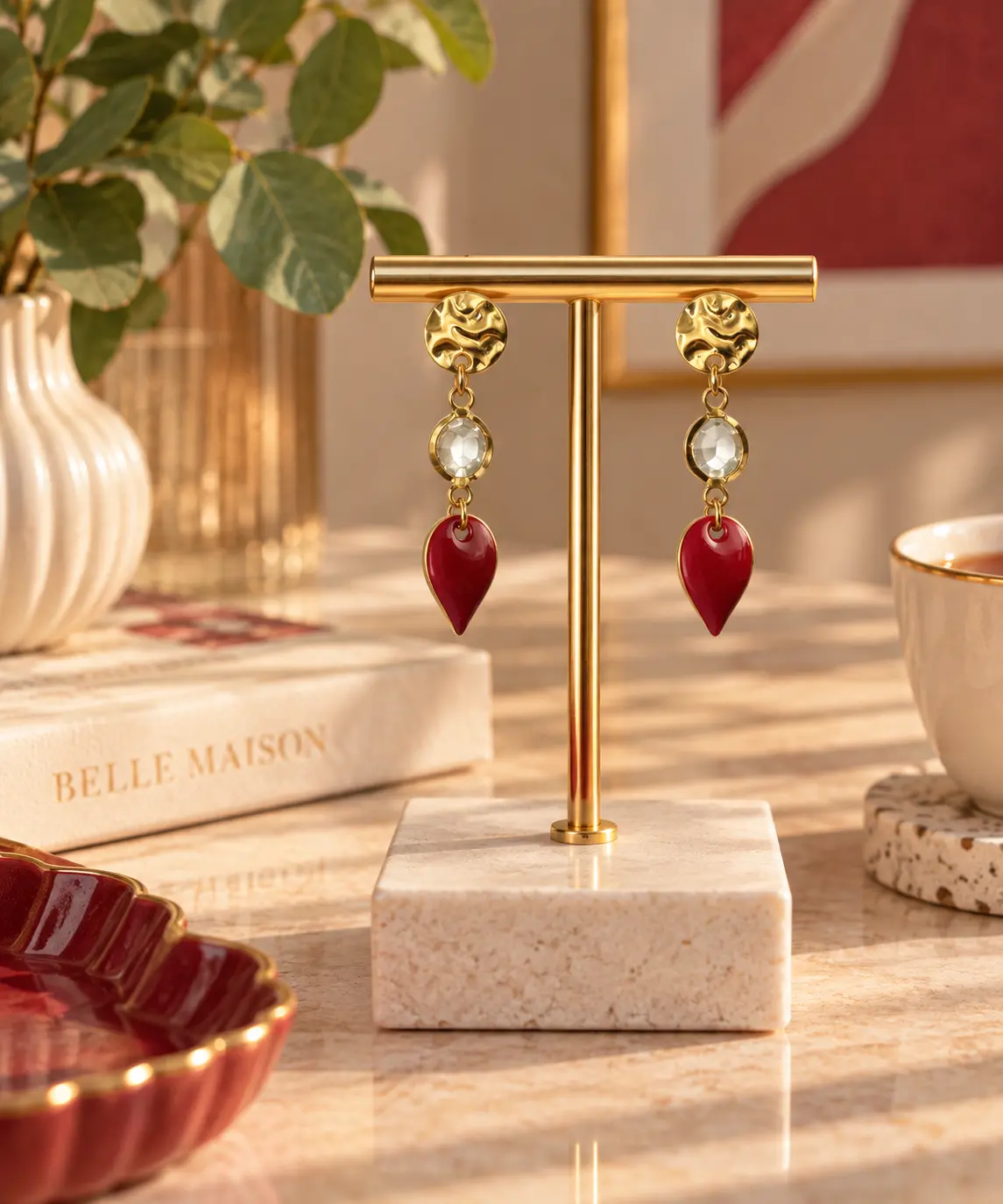 Boucles d'oreilles Goutte Grenat faites main par Camille Fraise