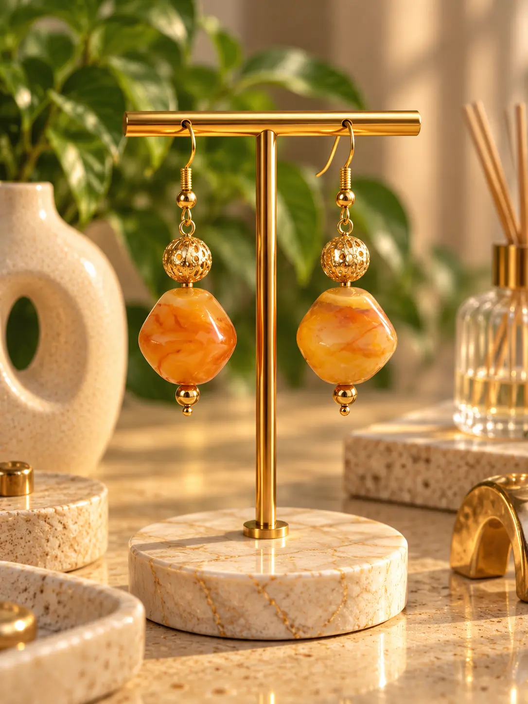 Boucles d'oreilles Ambre & Filigrane faites main par Camille Fraise