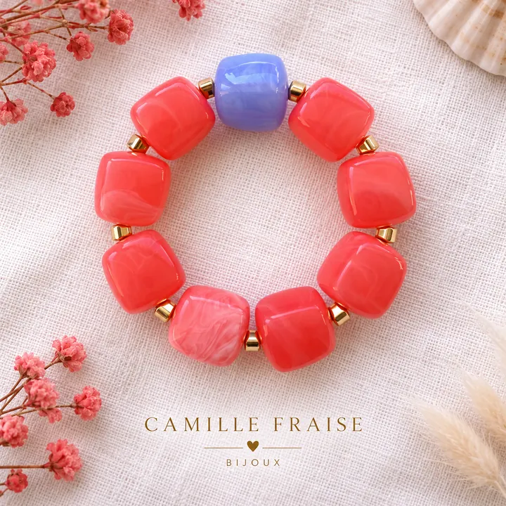 Bracelet Alkemia en pierres naturelles et perles dorées